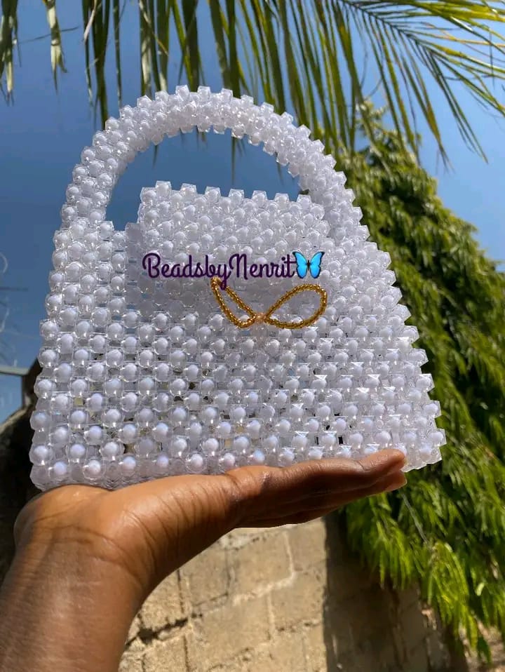 Pearl white bow bag
