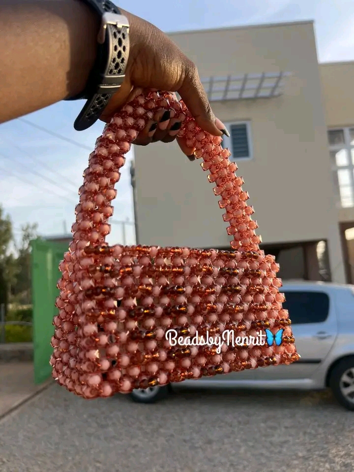 Mini Brown Beaded Bag