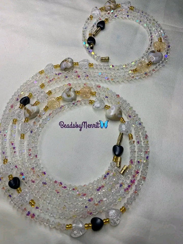 3-in-1 White Crystal Waistbeads Set